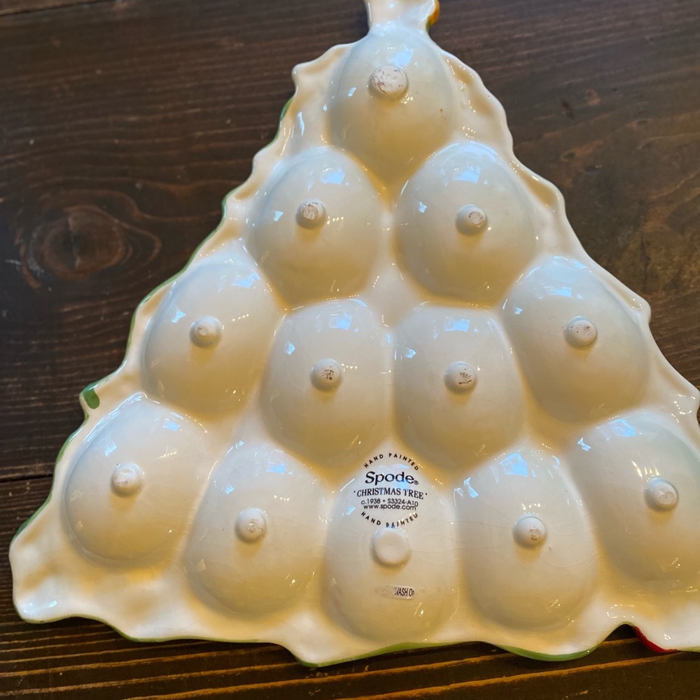 Spode Green Christmas Tree Egg Plate - Picture 4 of 5